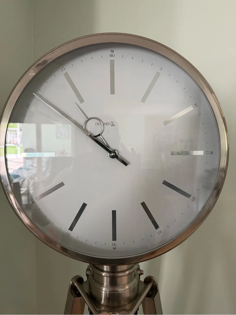 Clock Floor Tripod in Silver and Dark Brown